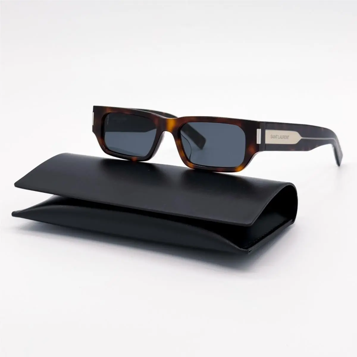 Saint Laurent Sunglasses SL660F 002 Unisex Square Havana/gray Eyewear SL660 by Yves Saint Laurent