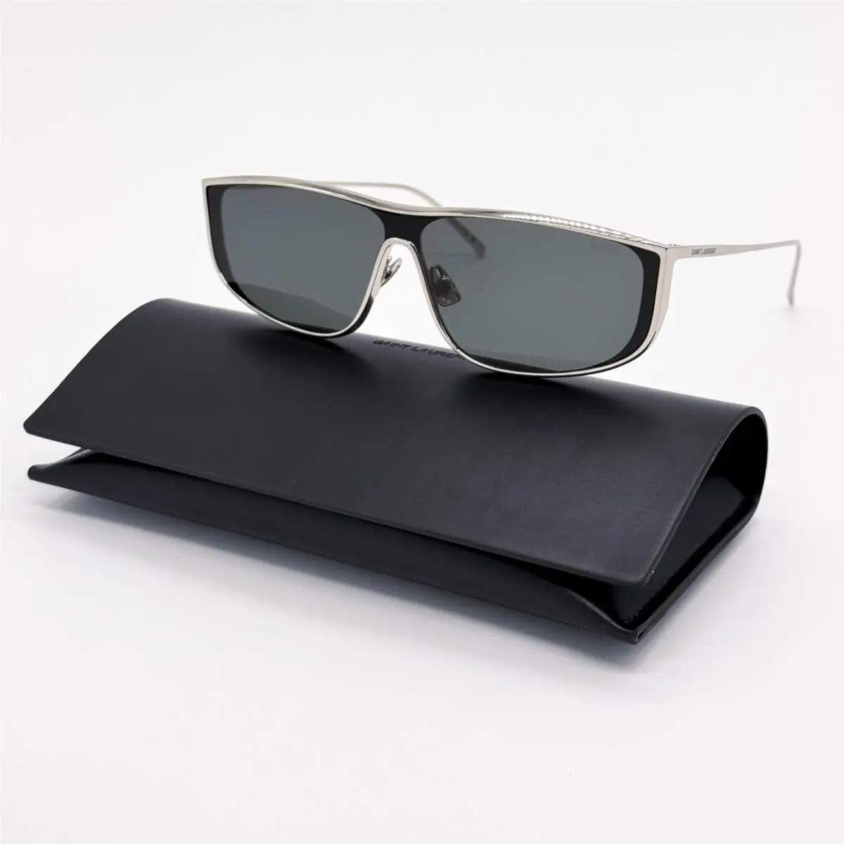 Saint Laurent Luna SL605 001 Silver Shield Metal Sunglasses SL 605 by Yves Saint Laurent