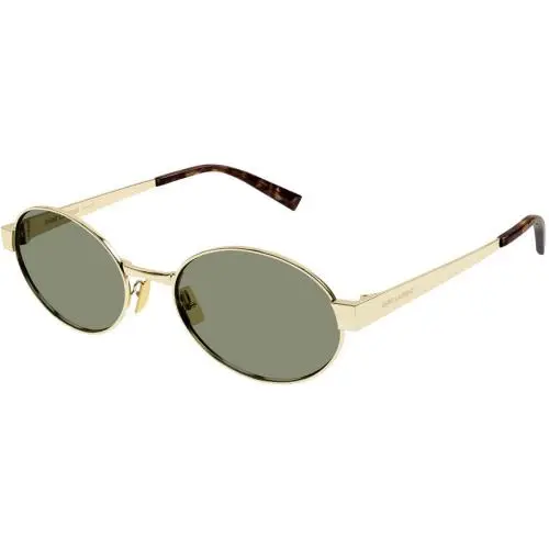 Saint Laurent Ysl SL 692 003 Sunglasses Light Gold Frame Green Lenses Round