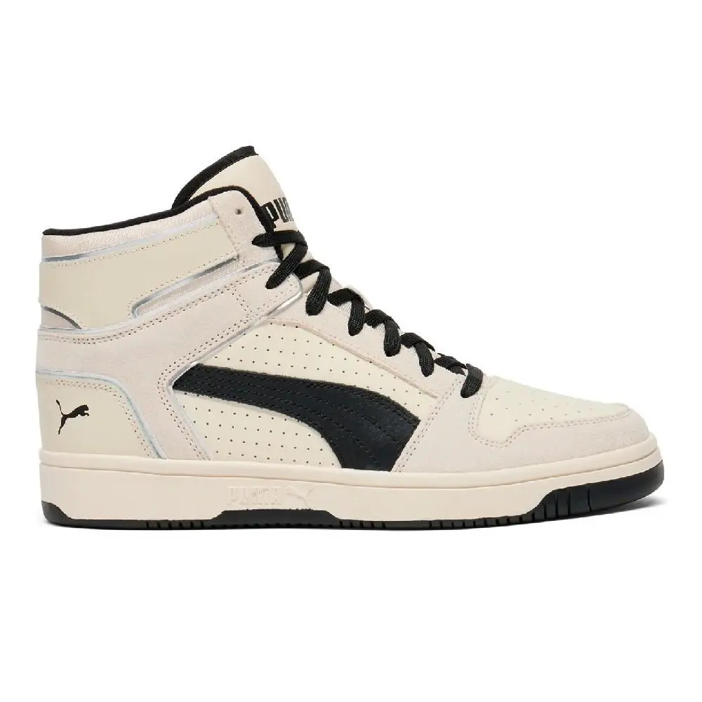 Men`s Puma Rebound Layup Suede Piping Alpine Snow-black-silver 406347 01
