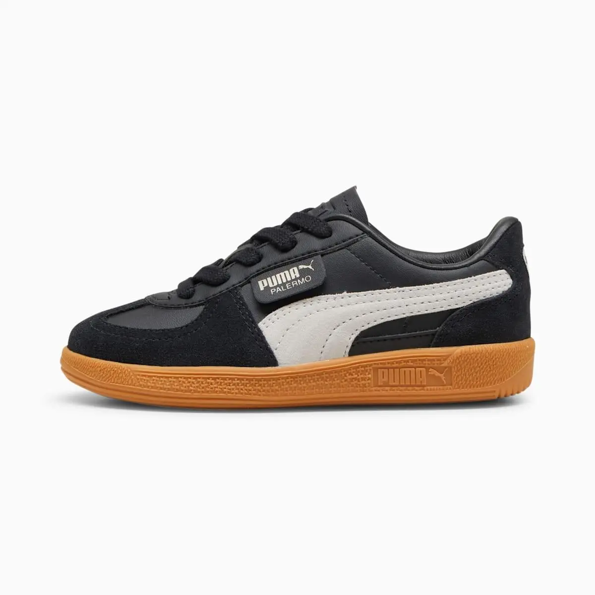 Puma Unisex Little Kid`s Palermo Leather Sneaker Black/feather Gray/gum - 397276