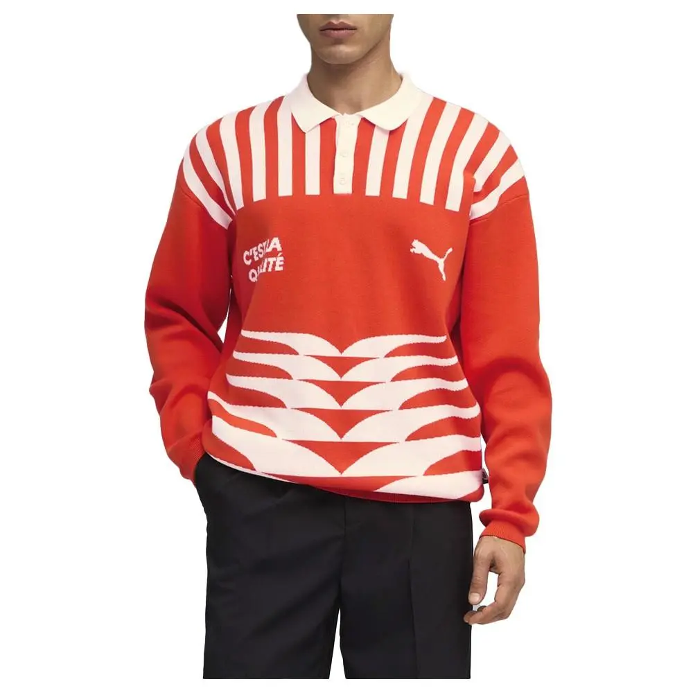 Puma clothing - PUMA The Neverworn Vi Knit Crew Neck Long Sleeve Sweater - 63251222 - Red 3