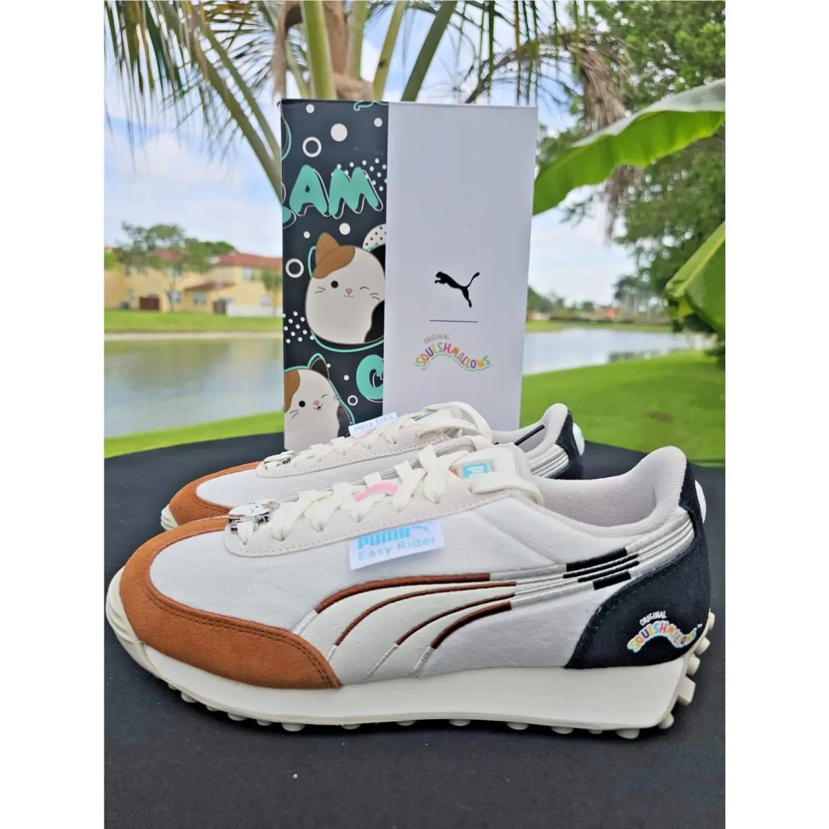 Womens Size 8.5 Puma X Squishmallows Easy Rider Cam White Sneakers Shoes 405105