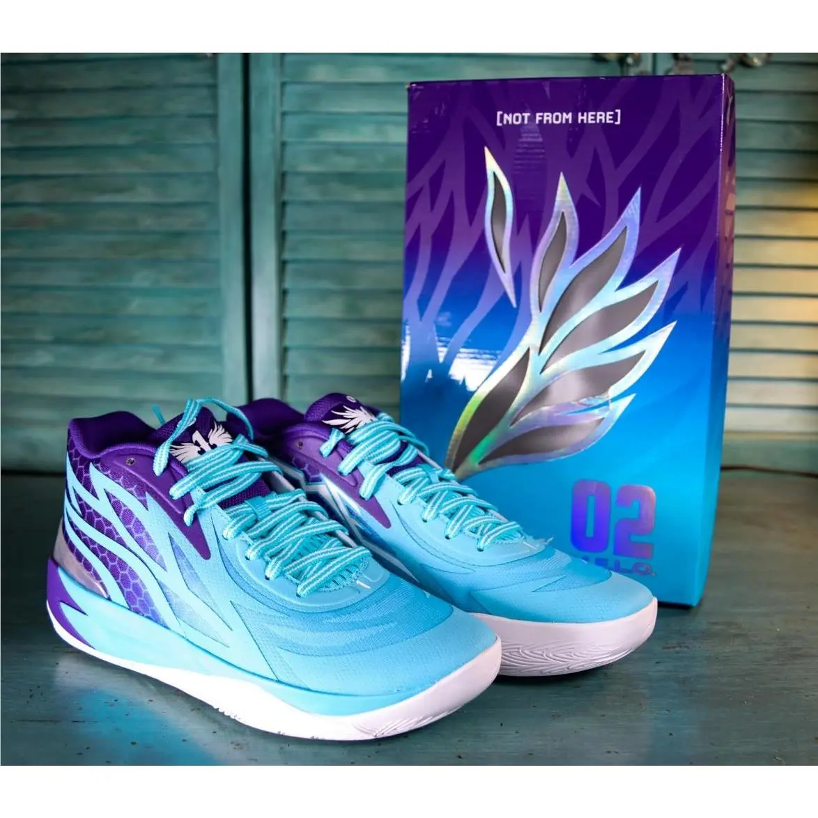 Puma Men`s MB.02 Fade 02 M.e.l.o. Athletic Sneakers US Size 10.5 Violet Aqua