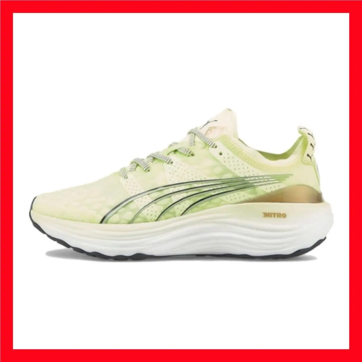 Puma Foreverrun Nitro Women`s Running Shoes Green Yellow 377758-07 Size 8