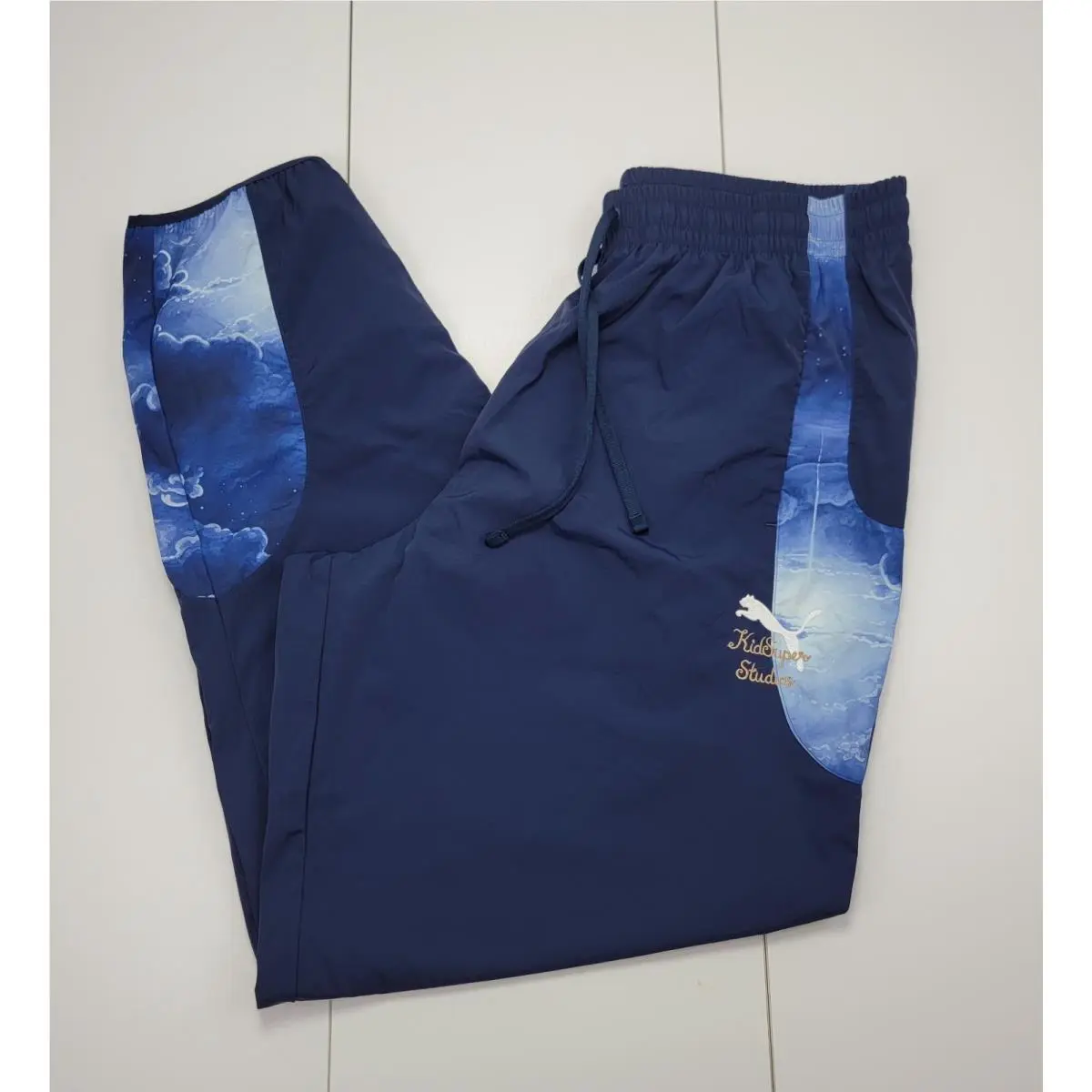 Puma Kidsuper Al-hilal Sfc Travel Pants Navy Blue Cloud Print 606853 20 Mens L