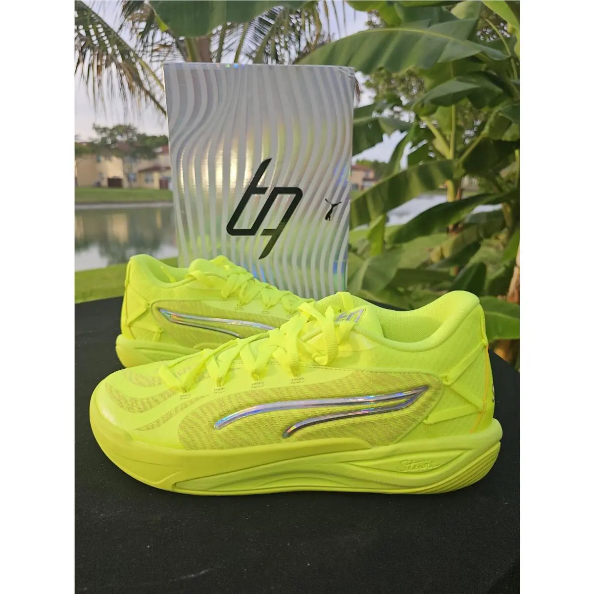 Men`s Size 11.5 Puma Stewie 4 Flawless Basketball Yellow Sneakers Shoes 3121720