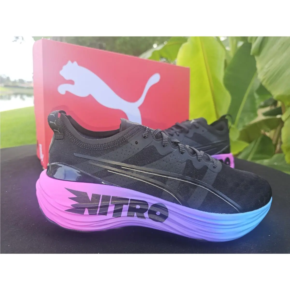 Men Size 11 Puma Forever Run Nitro Low Running Shoes Sunset Black Blue 380007-01