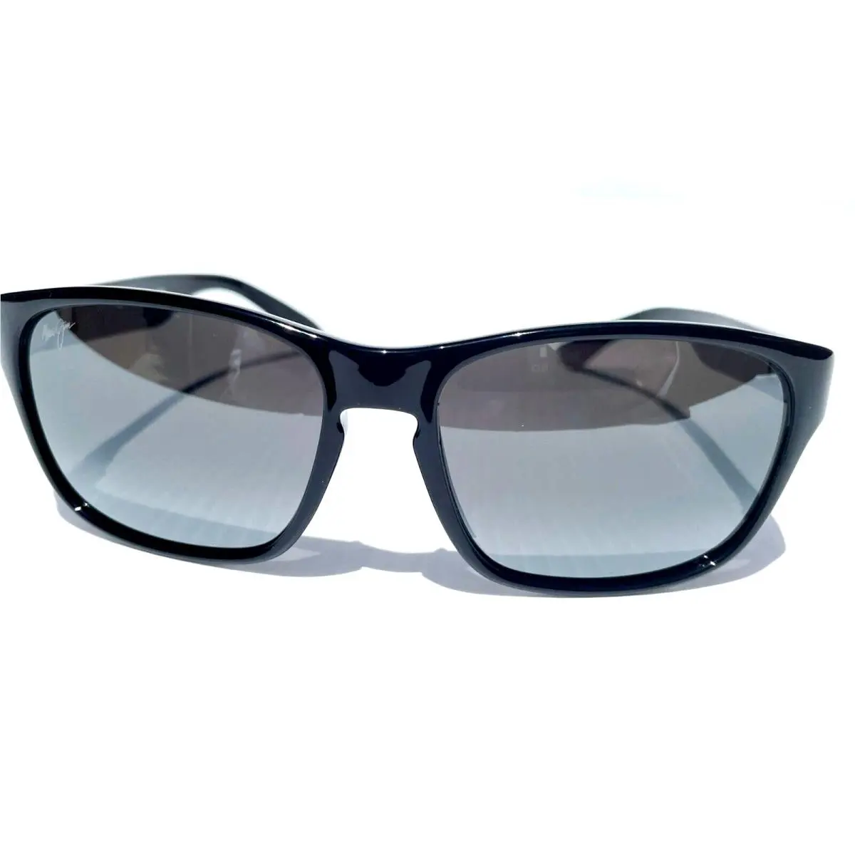 Maui Jim Mixed Plate Shiny Black Polarized Grey Glass Sunglass 721-02