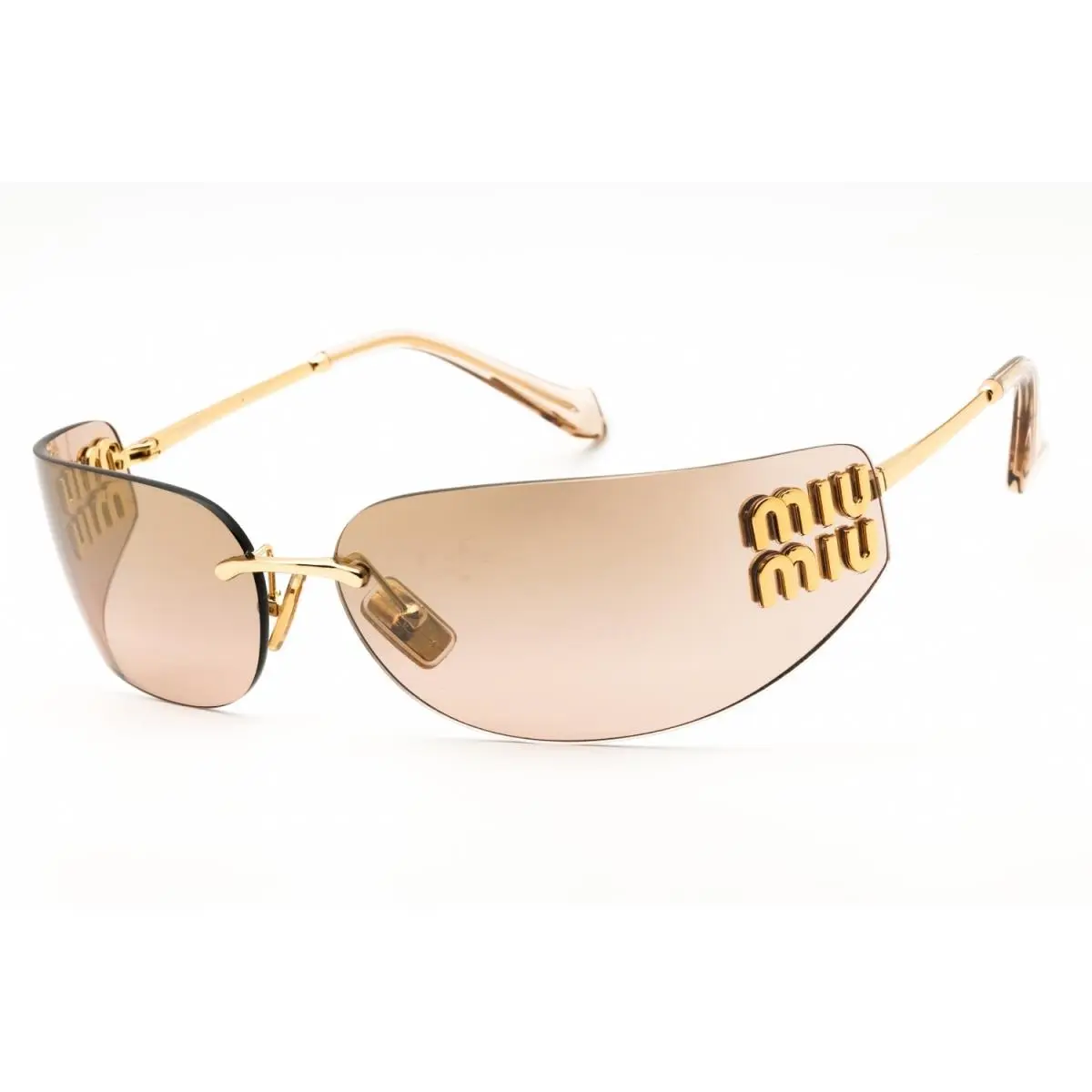 MU A51S 5AK20P Sunglasses Gold Frame Brown Lenses 75mm by Miu Miu