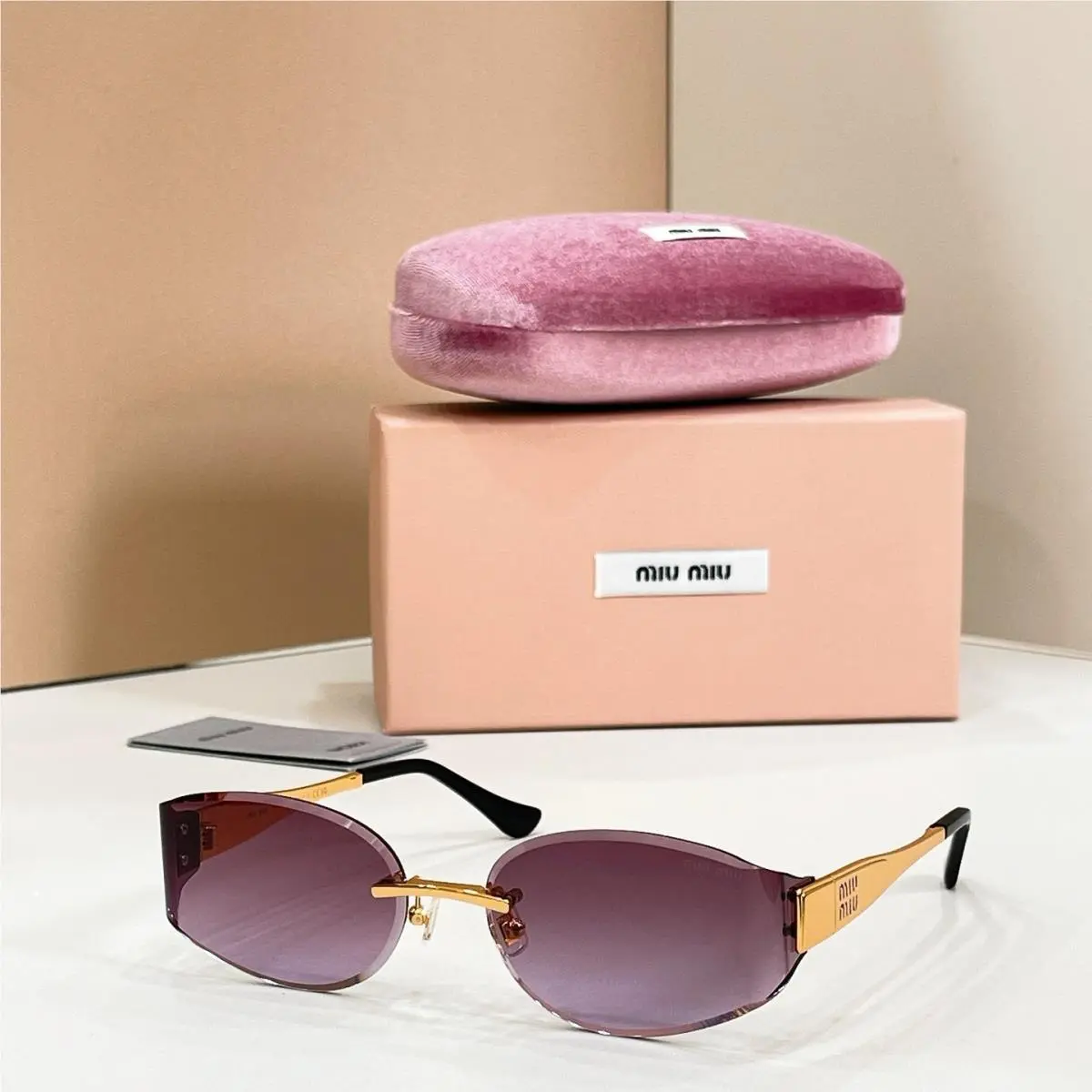 Miu Miu Sunglasses MU 8065 Gold/purple Lens 61-17-128mm with Case