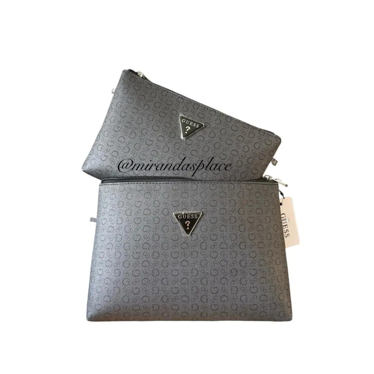 2 Piece Travel Toiletry Pouch Set Cosmetic Bags Multi-color Junction Coal by Guess