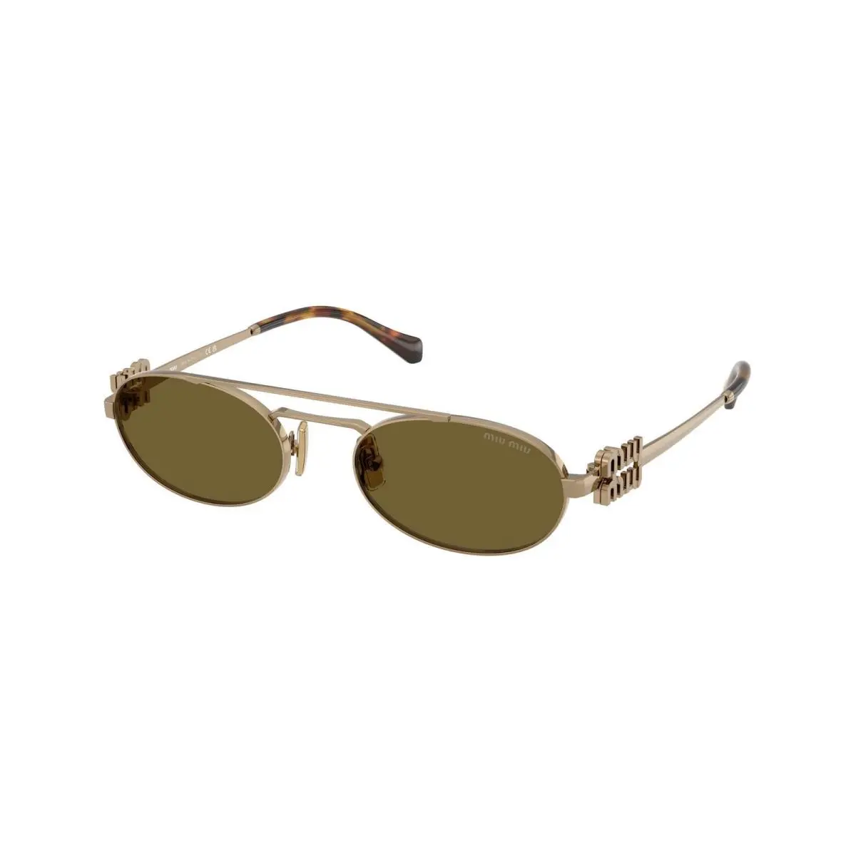 Miu Miu MU 54 ZS Brass Gold Dark Brown Polyamide Standard 7OE09Z Sunglasses