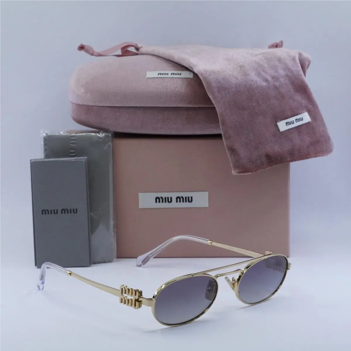 Miu Miu MU54ZS 7OE5D1 Antique Gold/grey Gradient 53-19-140 Sunglasses