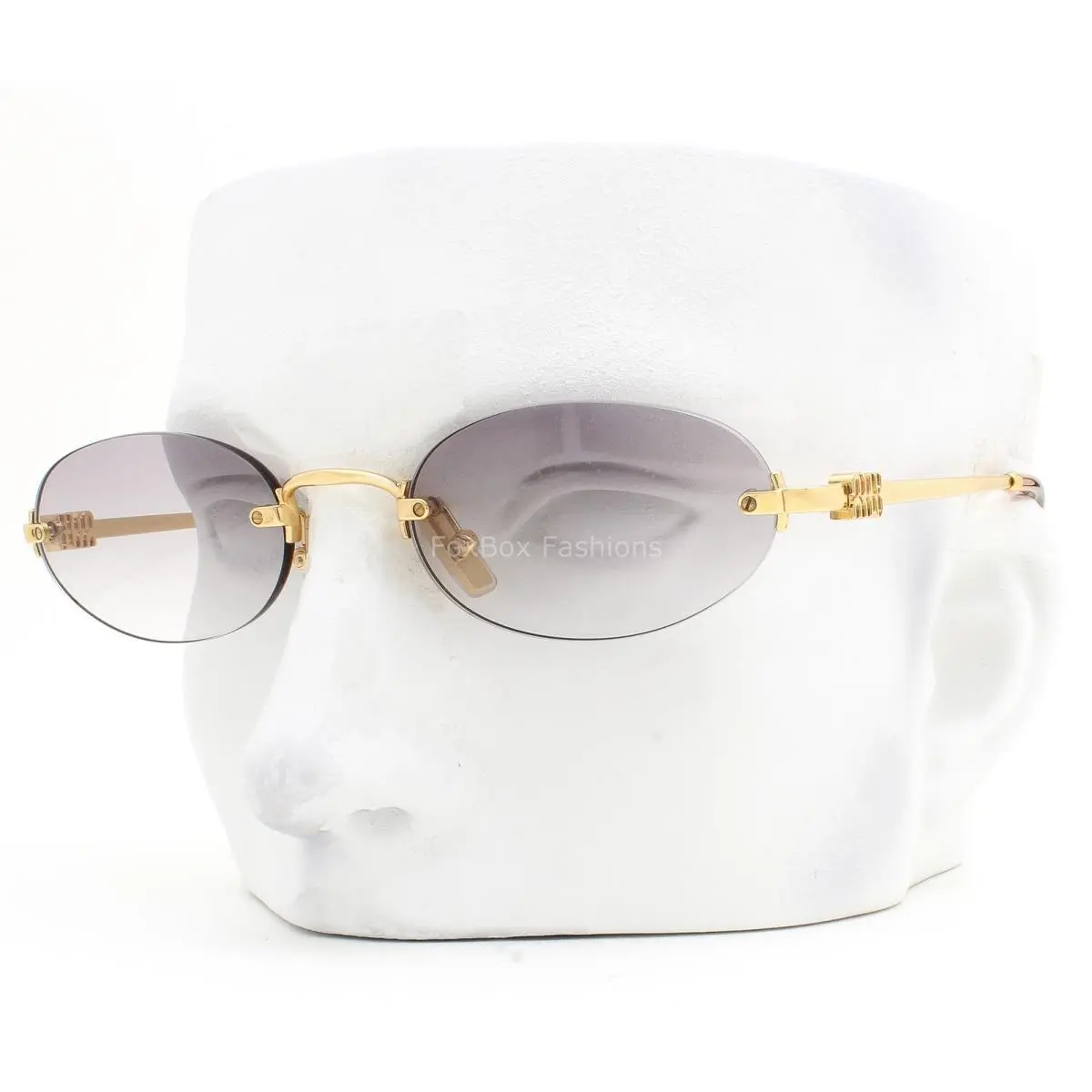 Miu Miu Rimless Sunglasses Smu A54 5AK-04O Shiny Gold Gray Gradient with Case