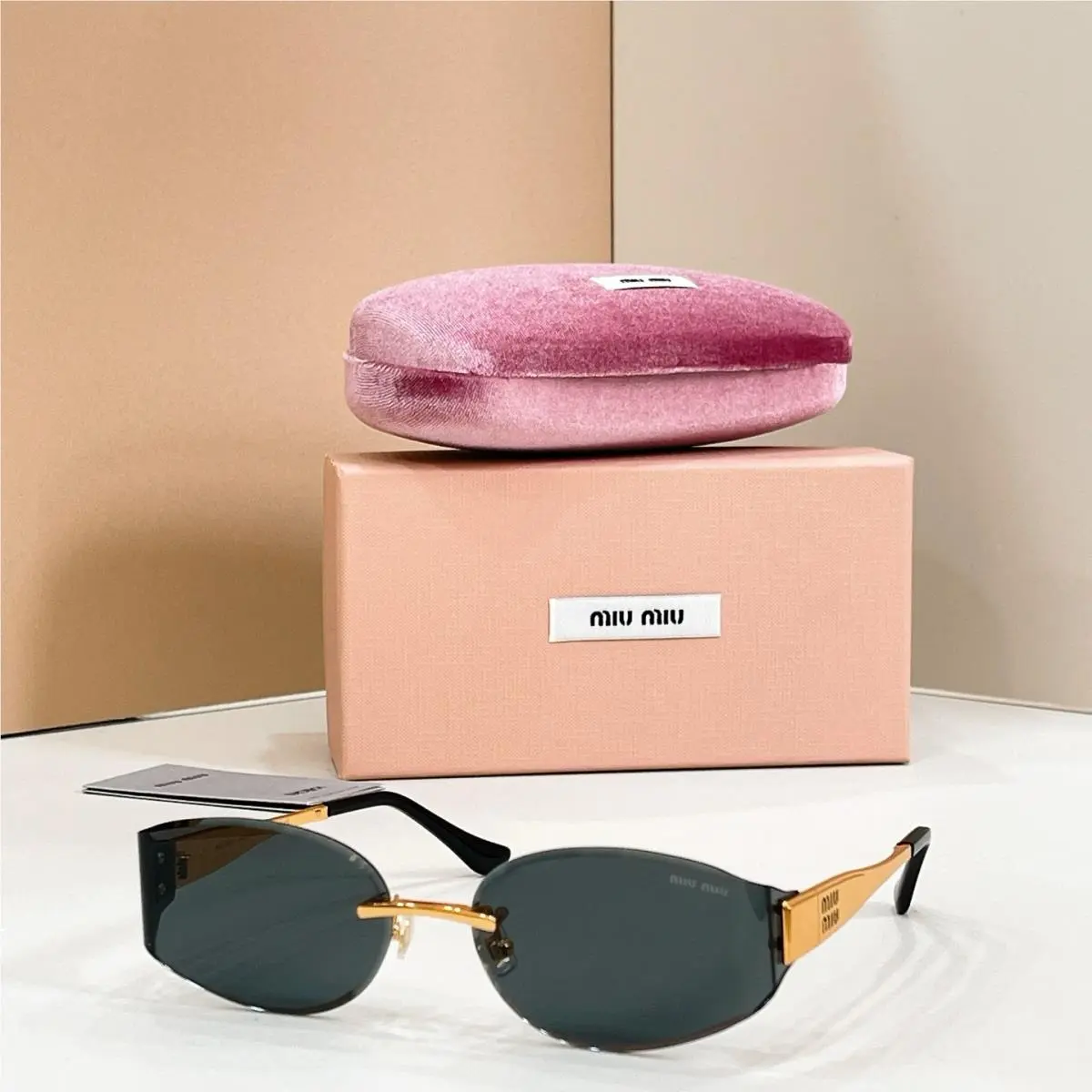 Miu Miu Sunglasses MU 8065 Gold/black Lens 61-17-128mm with Case