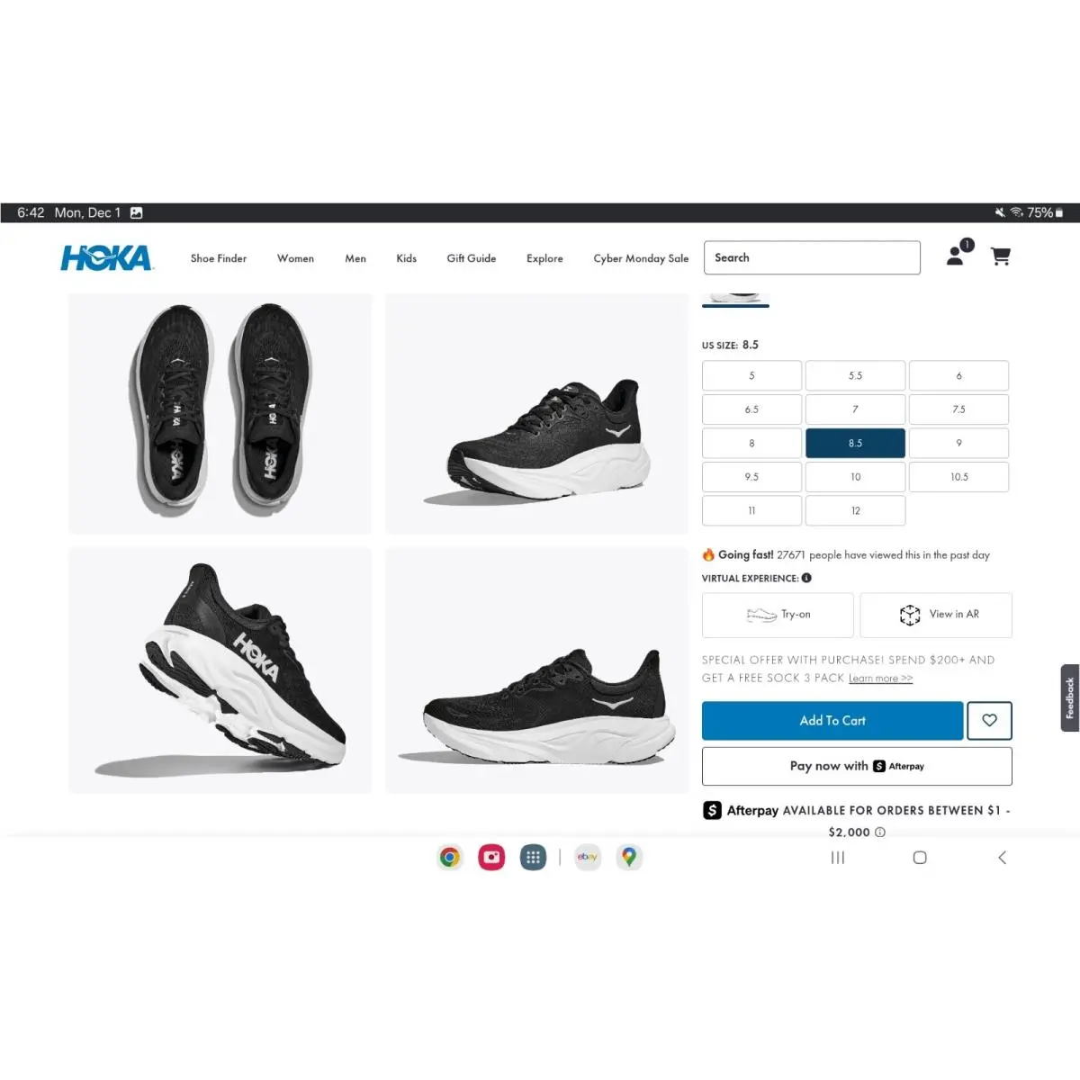 Hoka shoes - Hoka One One HOKA Arahi 8 - 1168691-BWHT - Black 14