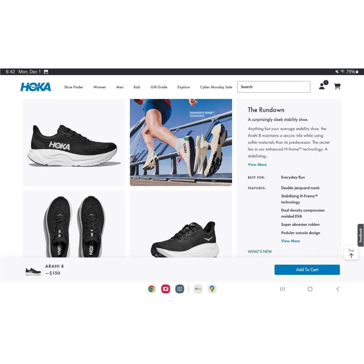 Hoka shoes - Hoka One One HOKA Arahi 8 - 1168691-BWHT - Black 15