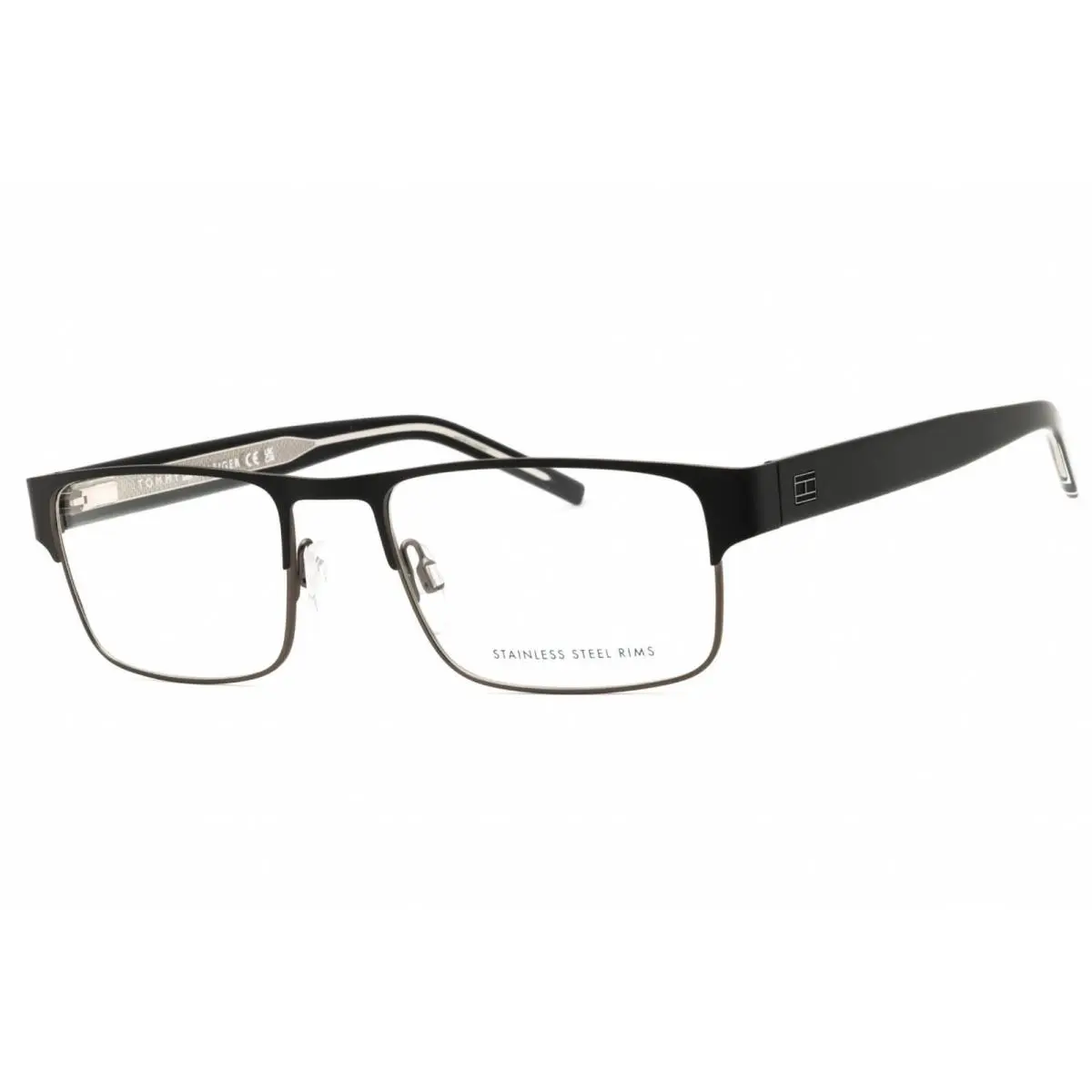 Men`s Eyeglasses Matte Black Metal Full Rim Frame TH 2074 0RZZ 00 by Tommy Hilfiger