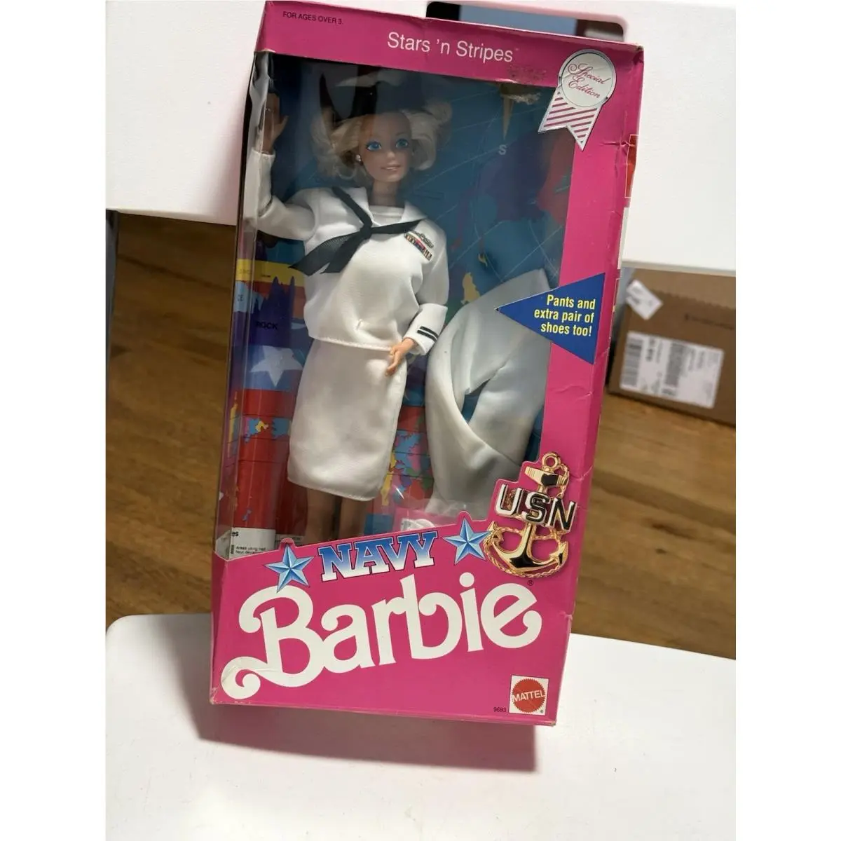 Vtg 1990 Barbie Stars `n` Stripes US Navy Doll Special Edition Mattel 9693