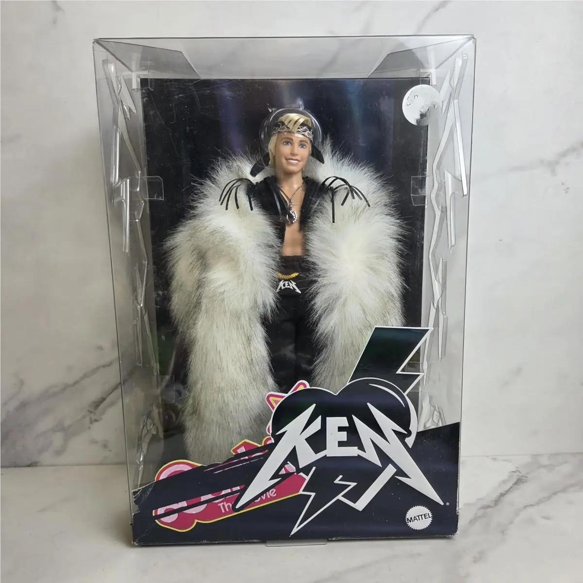 Barbie The Movie Ken Doll Wearing Fur Coat Box