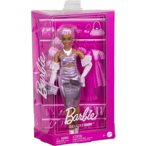 WB Mattel-barbie Deluxe Style with Pink Hair and Metallic Pink Dress W/accessory