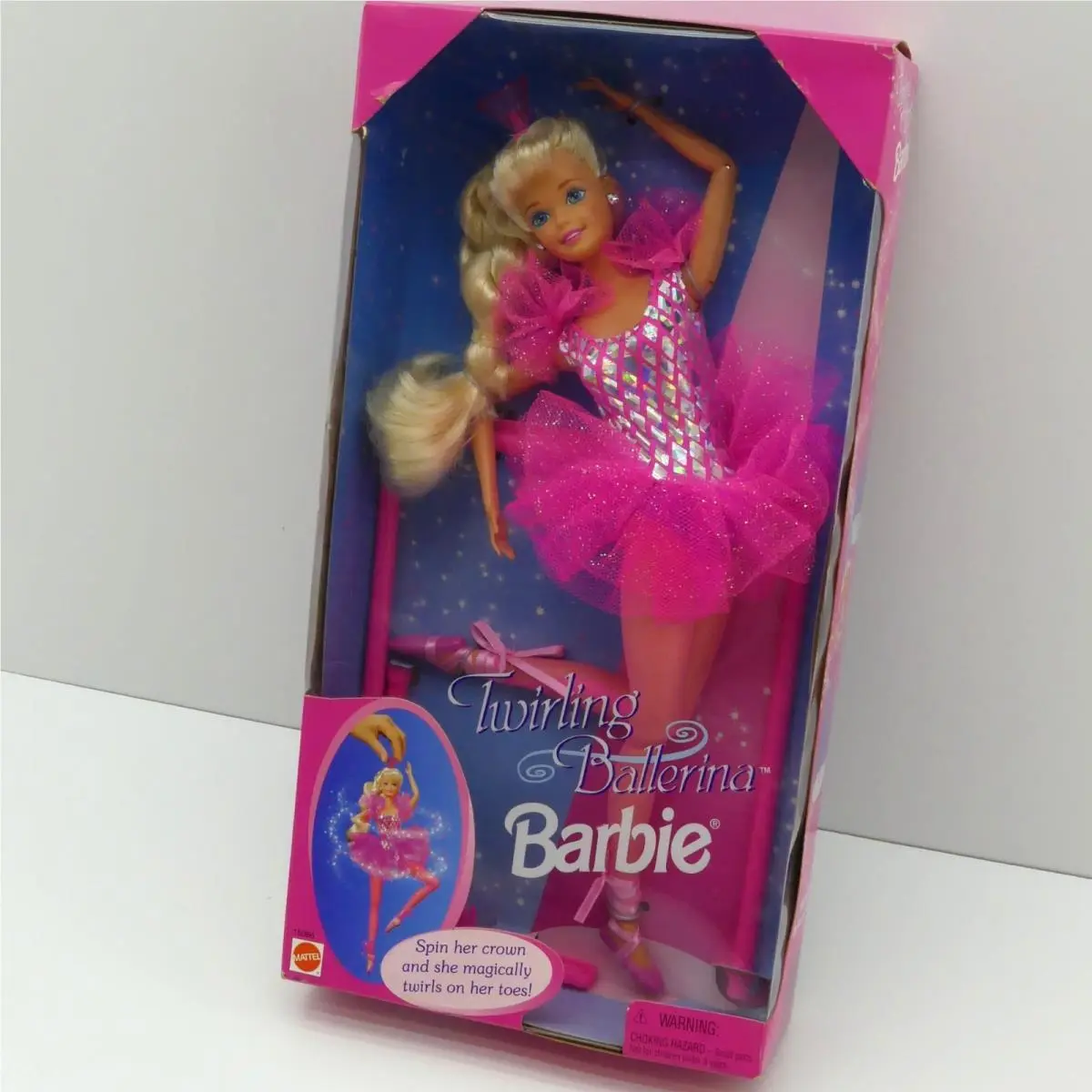 Vintage Twirling Ballerina Barbie Doll Toy 1995 Mattel Pink Tutu Dress w/ Crown