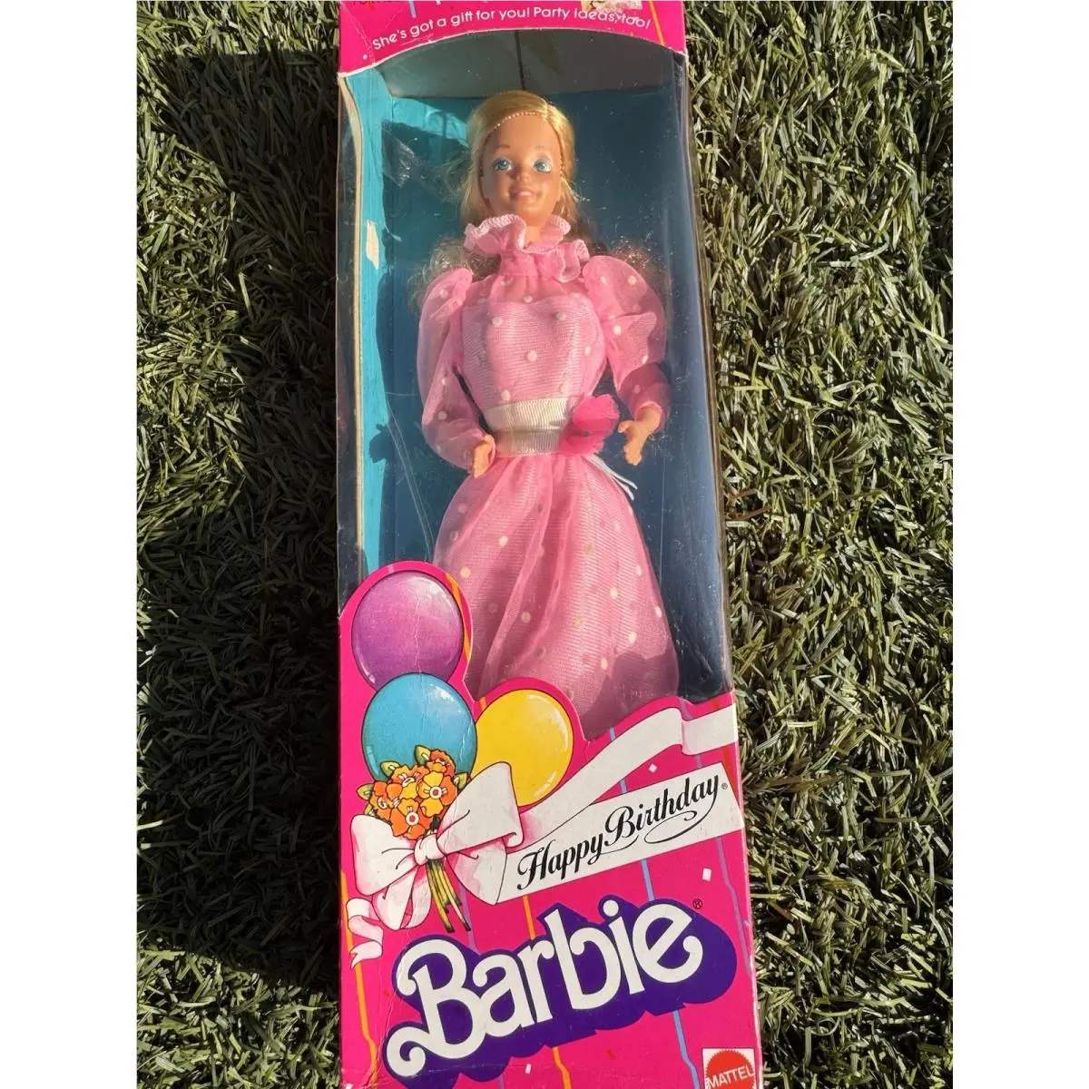 Vintage 1983 Happy Birthday Barbie Superstar Pink Dress Mattel