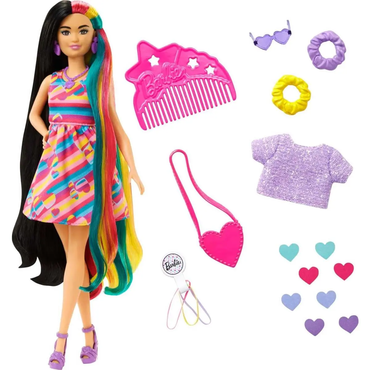 Barbie Totally Hair Doll 8.5 Inch Multicolor Heart Theme with Accessories