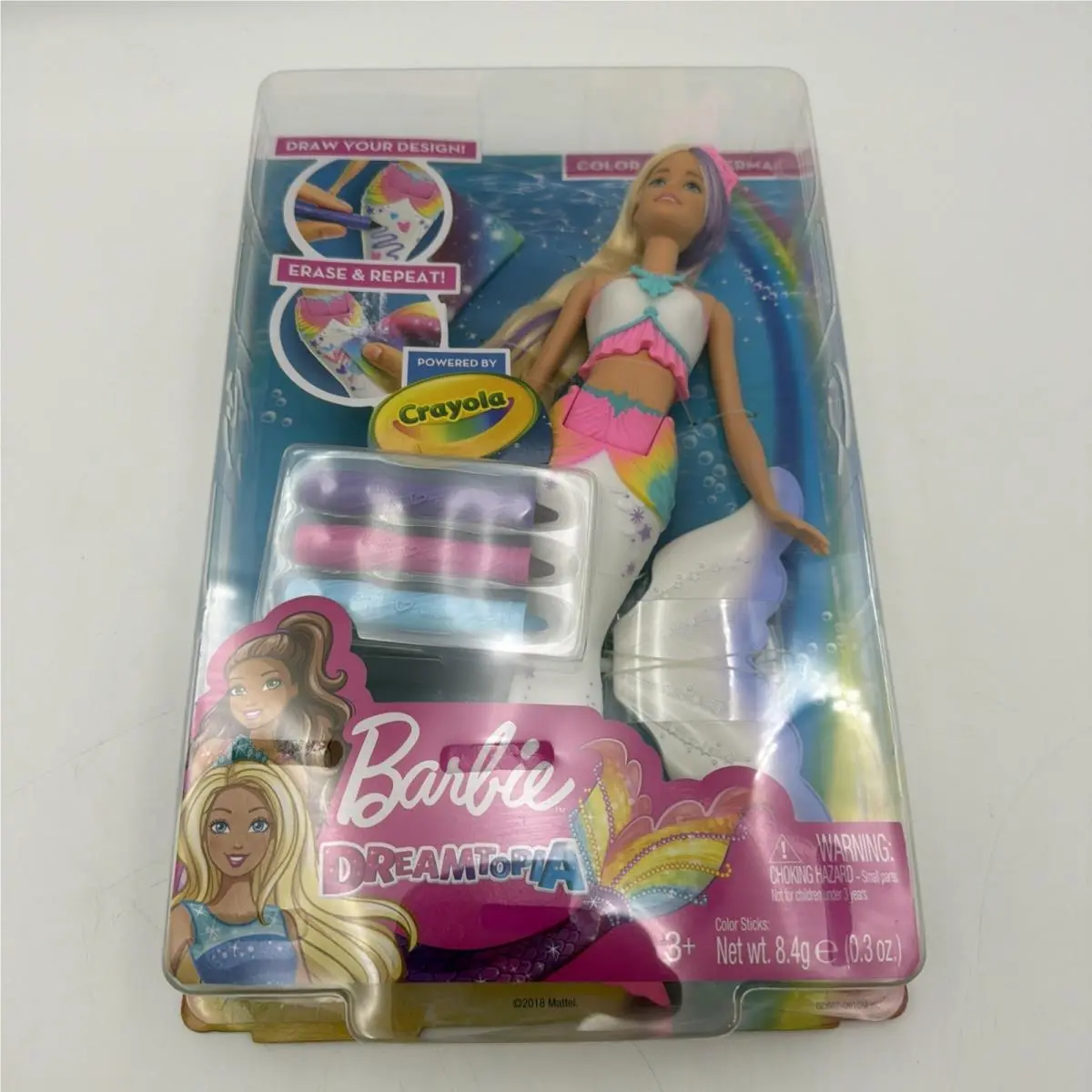 Barbie Dreamtopia Crayola Color Magic Mermaid Doll White Tail GCG67 2018