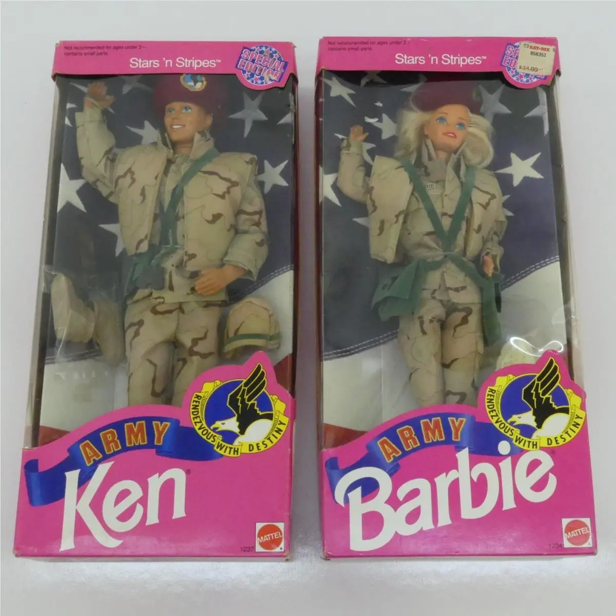 Army Barbie Ken Stars ‘n Stripes Special Edition Military Dolls Camou Outfit