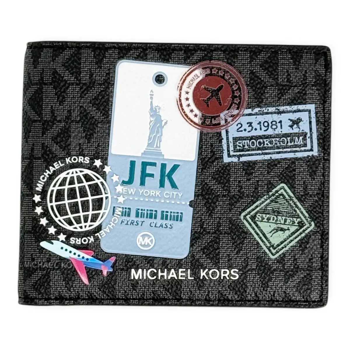 Michael Kors Cooper Signature Logo Billfold Wallet Black 36R6LCOF2V