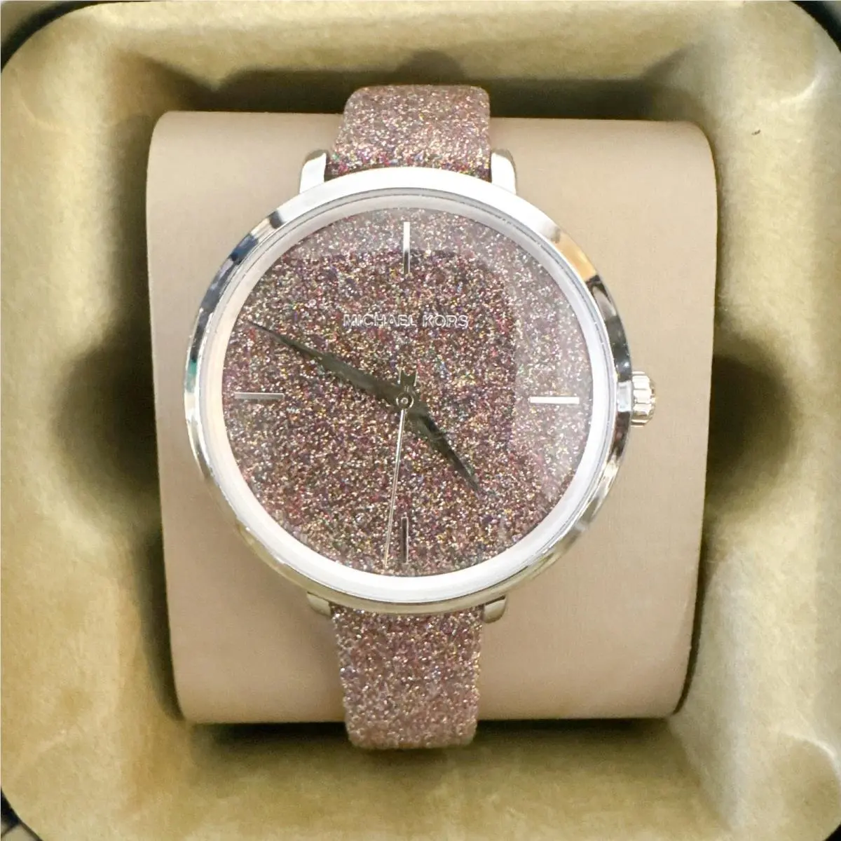Charley Ross Gold Glitz Leather Strap Watch Watch MK7111 by Michael Kors