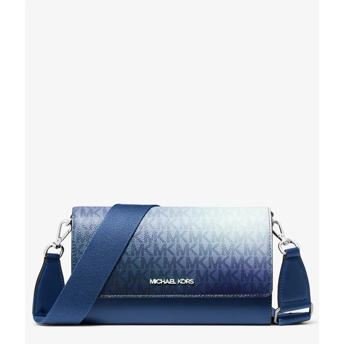 Michael Kors Jet Set Signature Large ZA Crossbody Wallet Bag Galaxy Blue 228