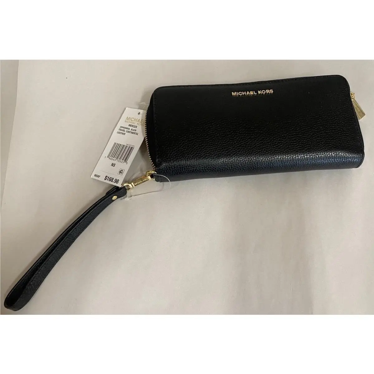Michael Kors Mercer Travel Continental Pebbled Leather Black