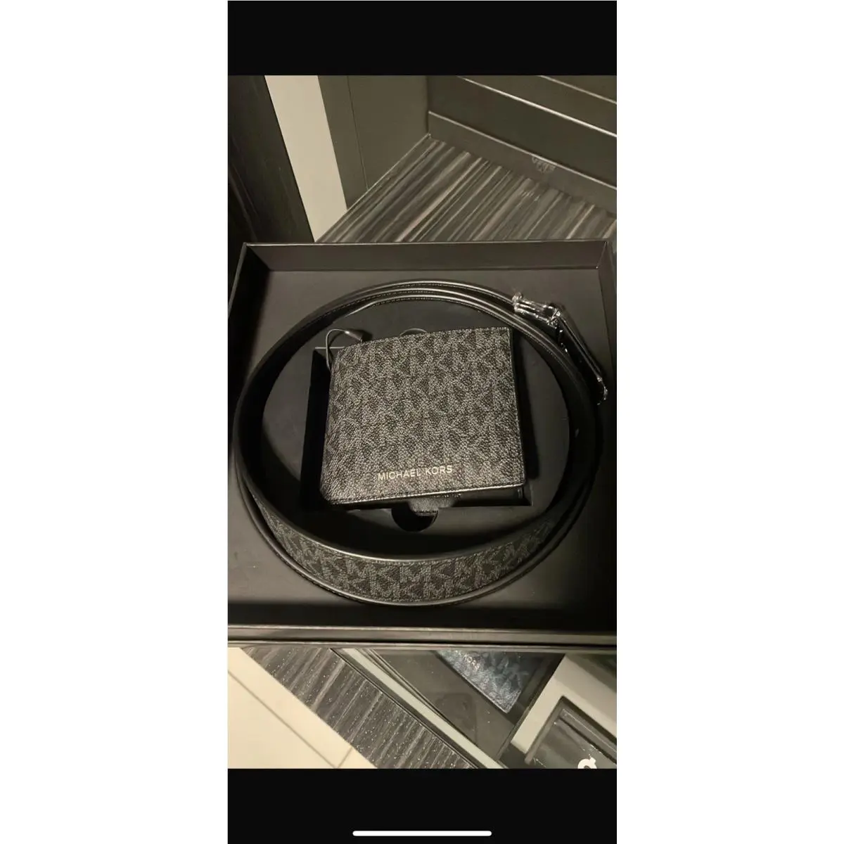 Mens Belt Wallet Set MK Signature Black by Michael Kors