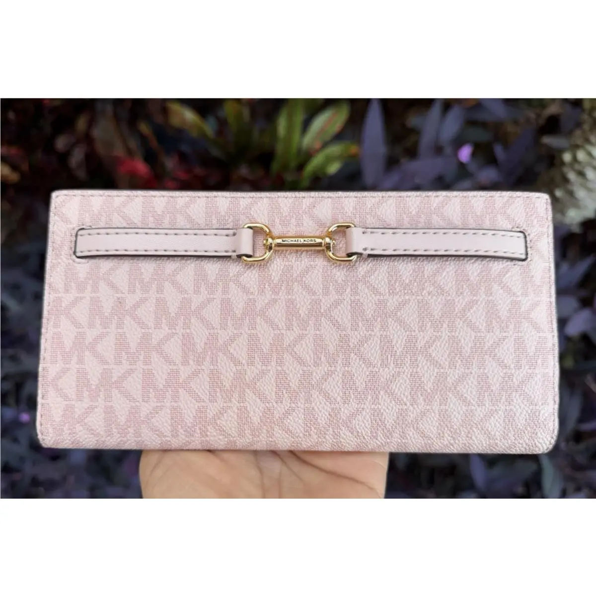 Michael Kors Jet Set Carson Large Flap Bifold Snap Wallet MK Powder Blush