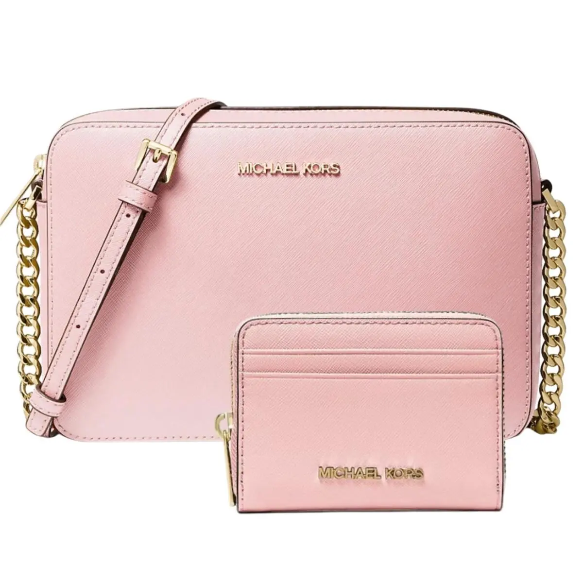 Michael Kors Jet Set Travel East West Crossbody Wallet Set Powder Blush