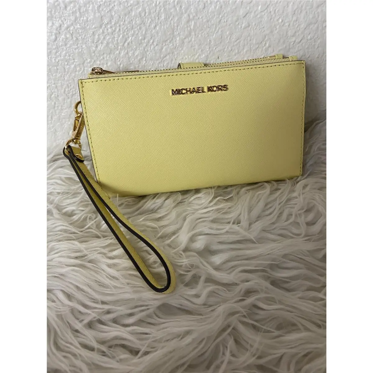 Michael Kors Women`s Jet Set Travel Double Zip Wristlet - Yellow