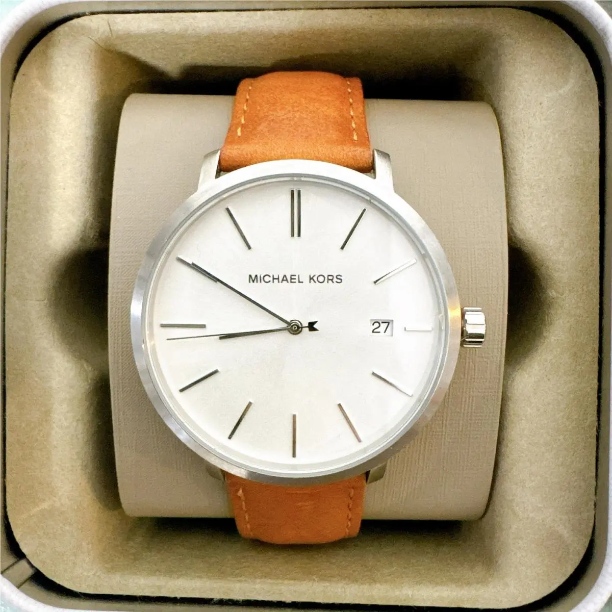 Michael Kors MK8673 Blake Silver-tone and Leather Watch