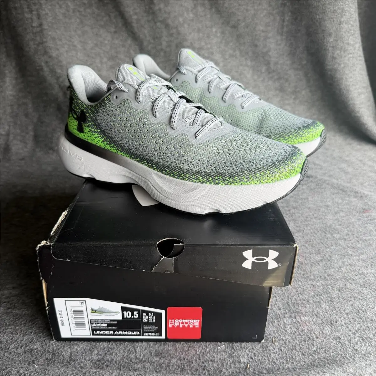 Under Armour UA Infinite Shoes Mens Size 10.5 Gray Running Sneakers 3027523-011