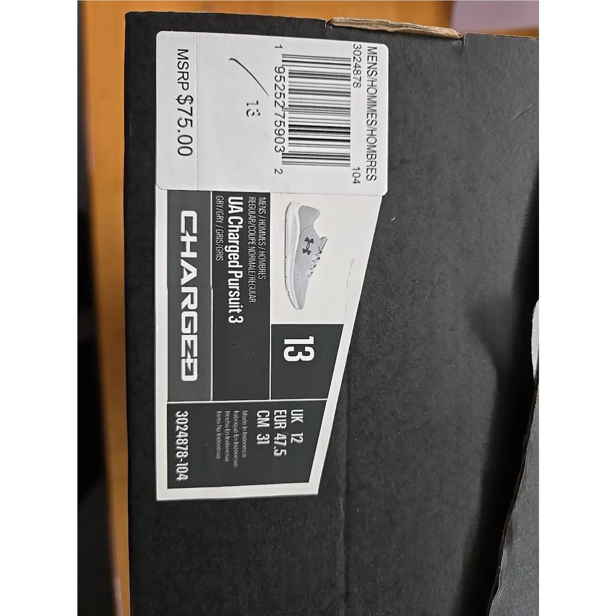 Under Armour shoes - CHARGED PURSUIT 3 - CHARGED PURSUIT - LIGHT GRAY (UPC: 195252759032) 1