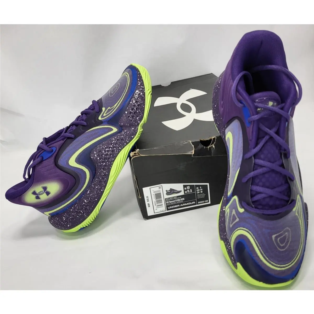 Under Armour shoes - Under Armour Spawn 6 Mid - 3028337-500 - Purple Green 5
