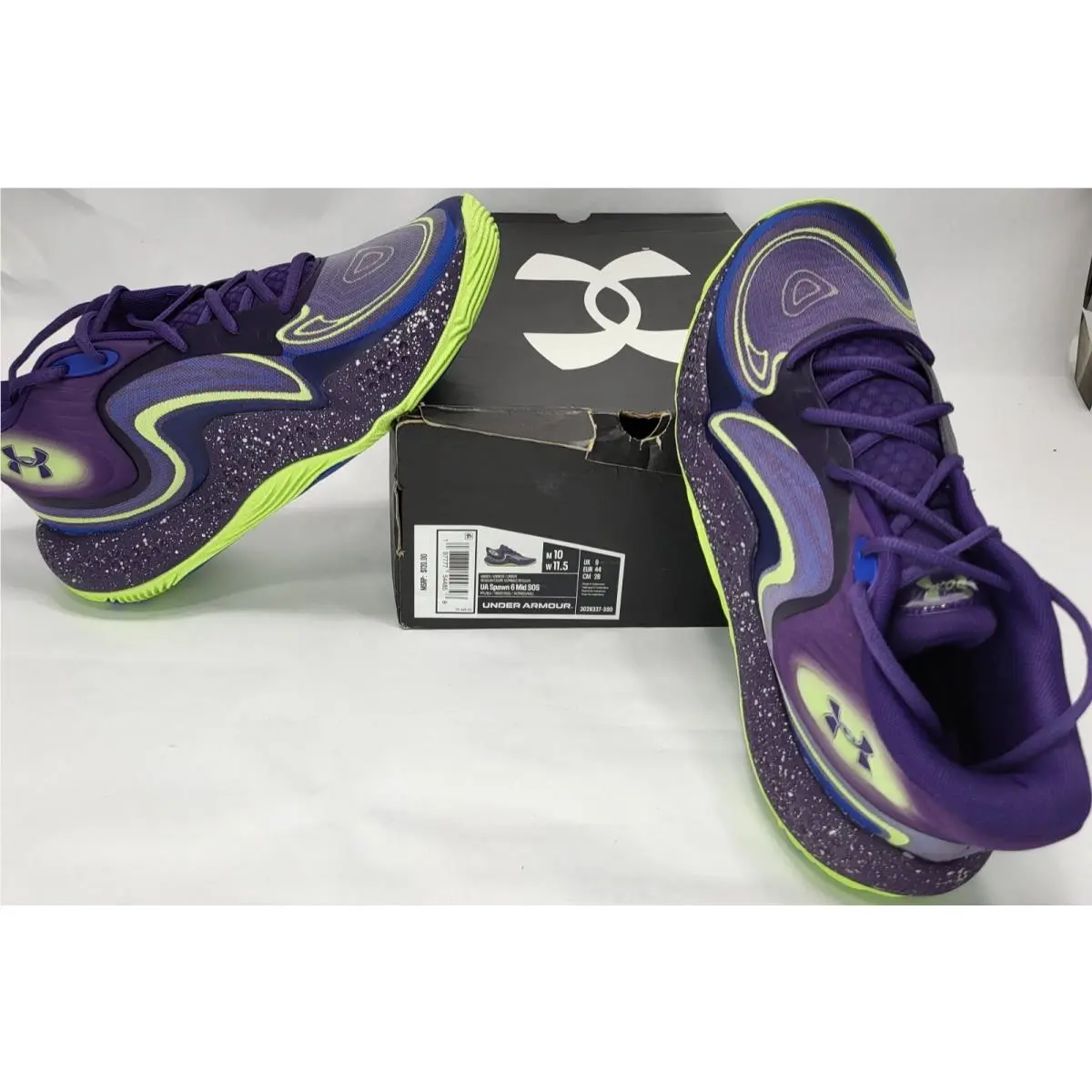 Under Armour shoes - Under Armour Spawn 6 Mid - 3028337-500 - Purple Green 7