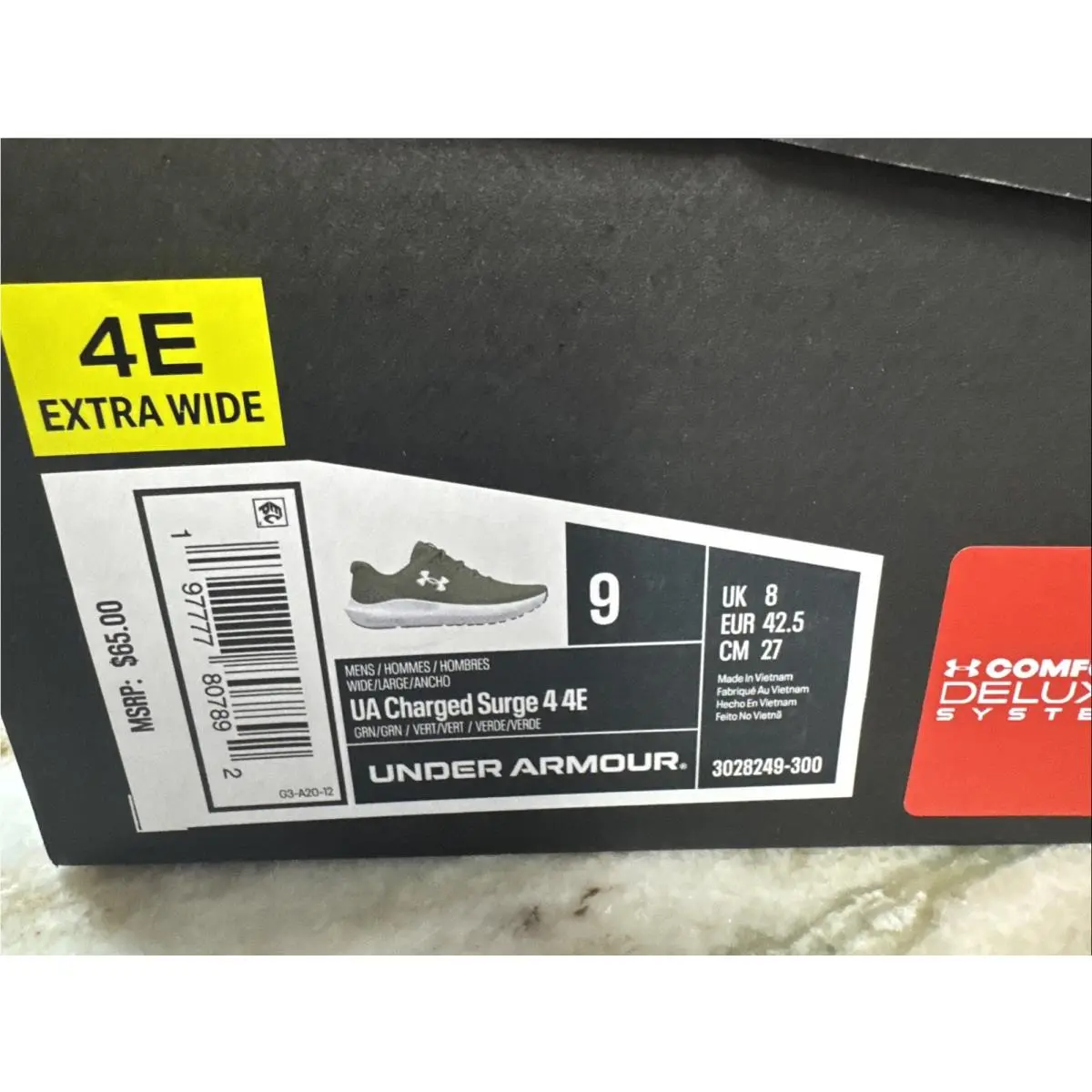Under Armour Surge Extra Wide 4E Running Jogging Shoes Item 3028249 Green