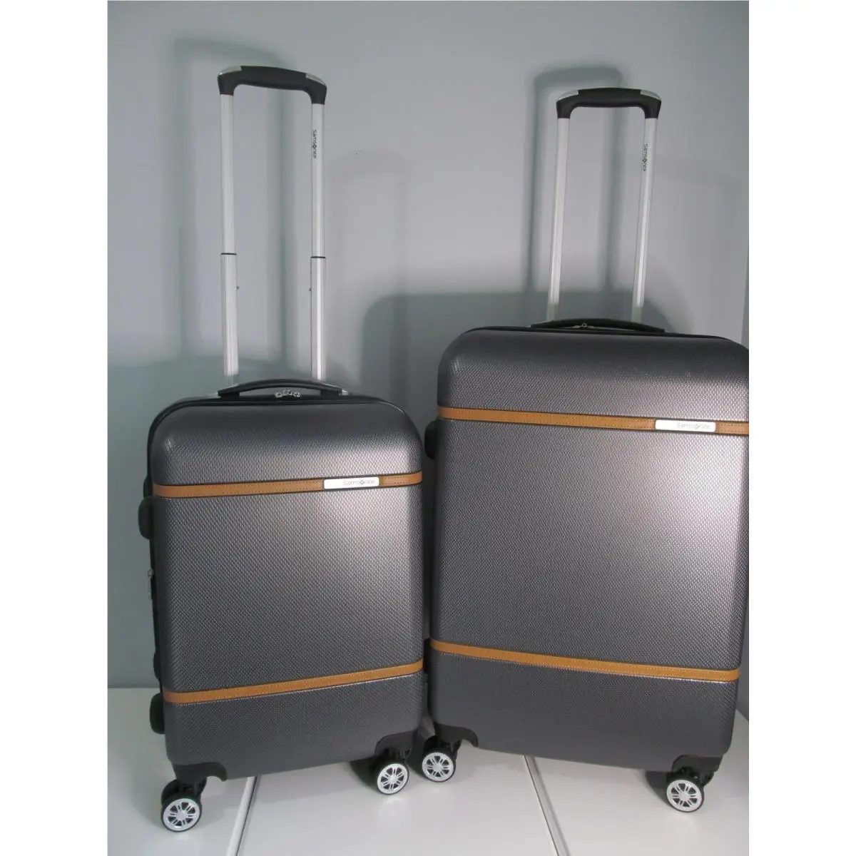 Samsonite Luggage Set-carry On Check In-charcoal Britlish Saddle Accents