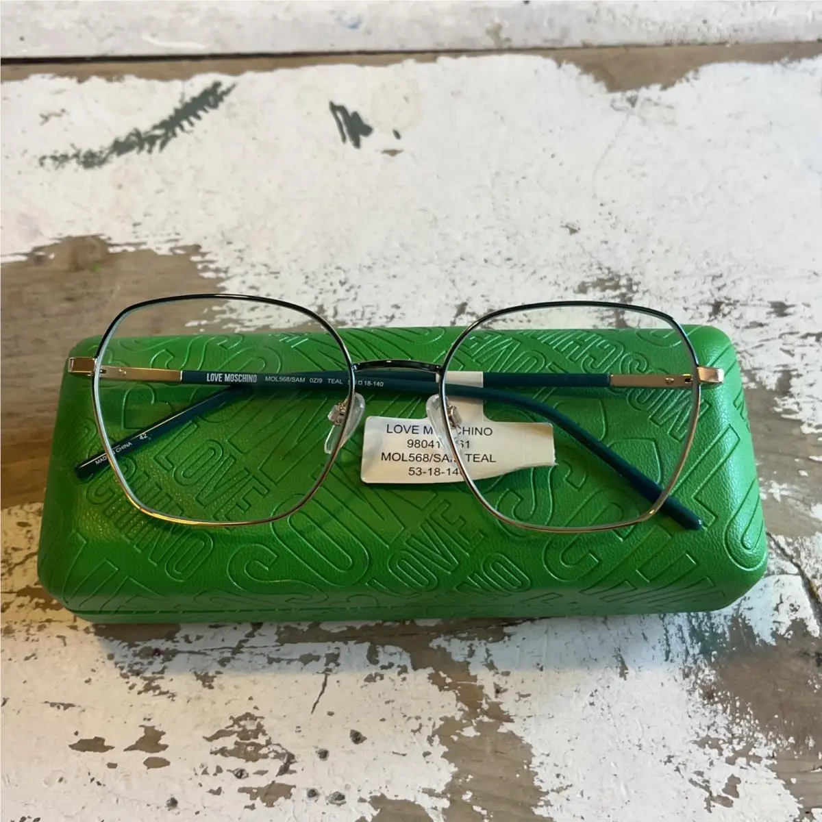 Love Moschino MOL568/SAM Eyeglasses Optical Frame 53-18-140 Teal W/ Lens