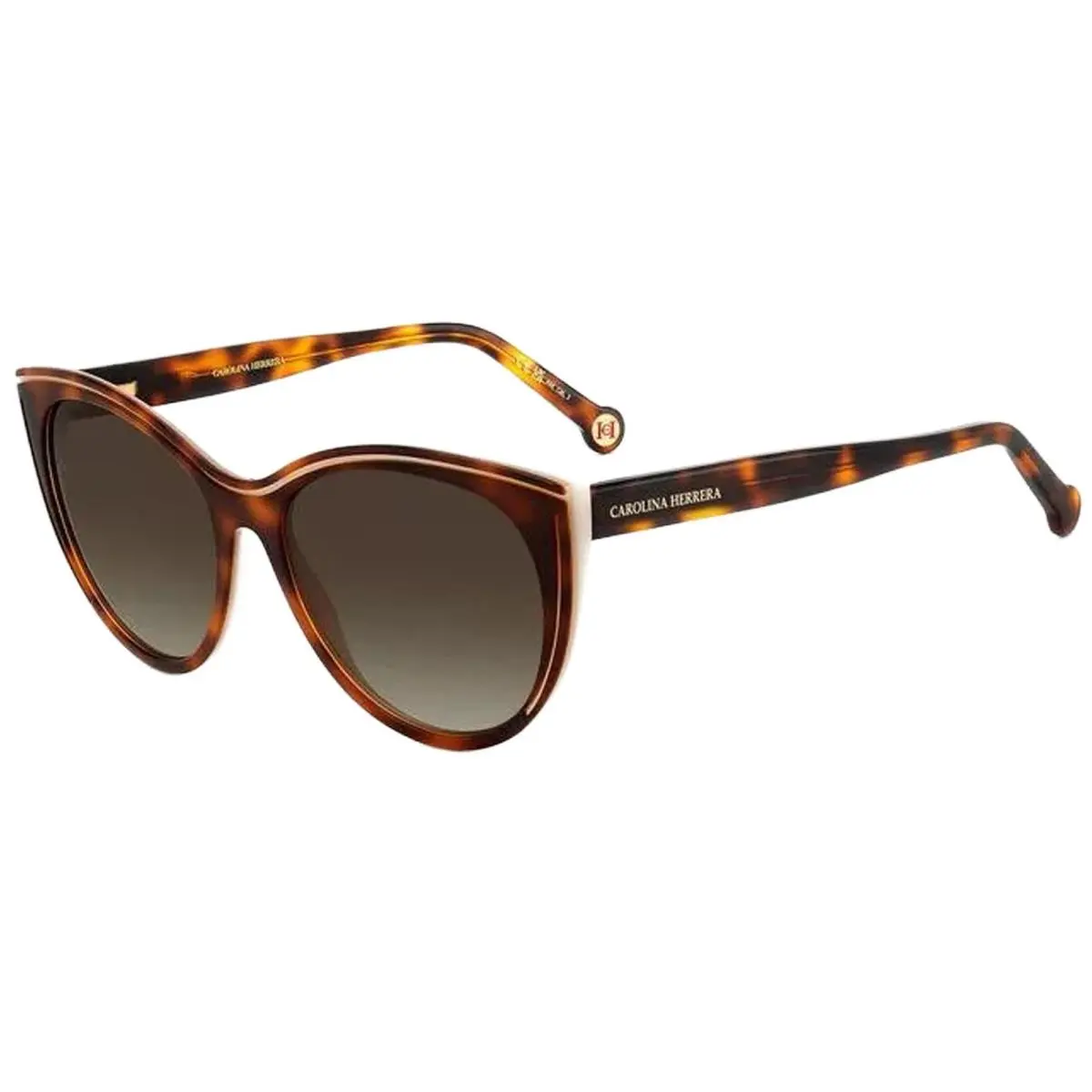 Carolina Herrera Women`s Havana White Cat-eye Sunglasses HER0142S-0C9K-HA