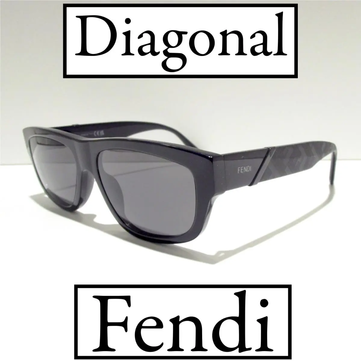 Fendi Diagonal FE40157I 01A Sunglasses Men`s Shiny Black Square Rxable 150mm