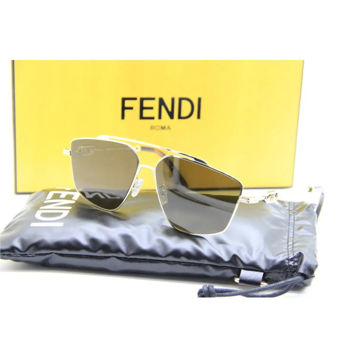 Fendi FE 40079U 32E Gold Brown Sunglasses W Case 58-13